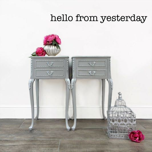 Grey French Bedside Table pair