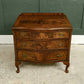 Small Burr Walnut Serpentine Chest of Drawers / Bedside Table - Queen Anne Legs