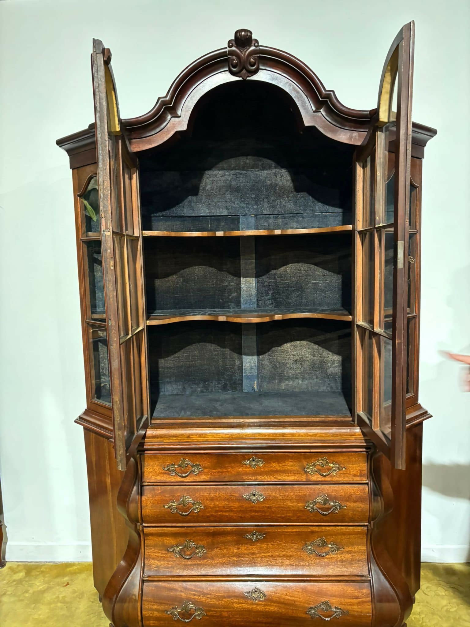 Dutch Mahogany 19th Century Bombe Display Cabinet2