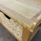Modern Oak Storage Bench With Two Wicker Drawers