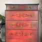 Vintage Stag Chest of Drawers Hand Painted, Red Orange