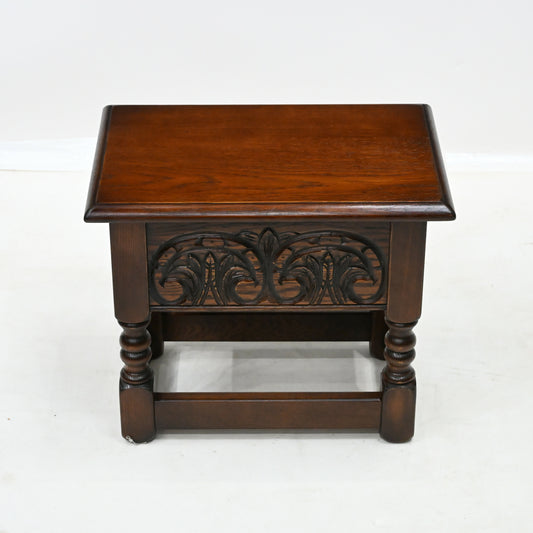 Old Charm Oak Slipper Box Footstool Joint Stool Tudor Brown Finish Free Delivery. SBR10303/0704E