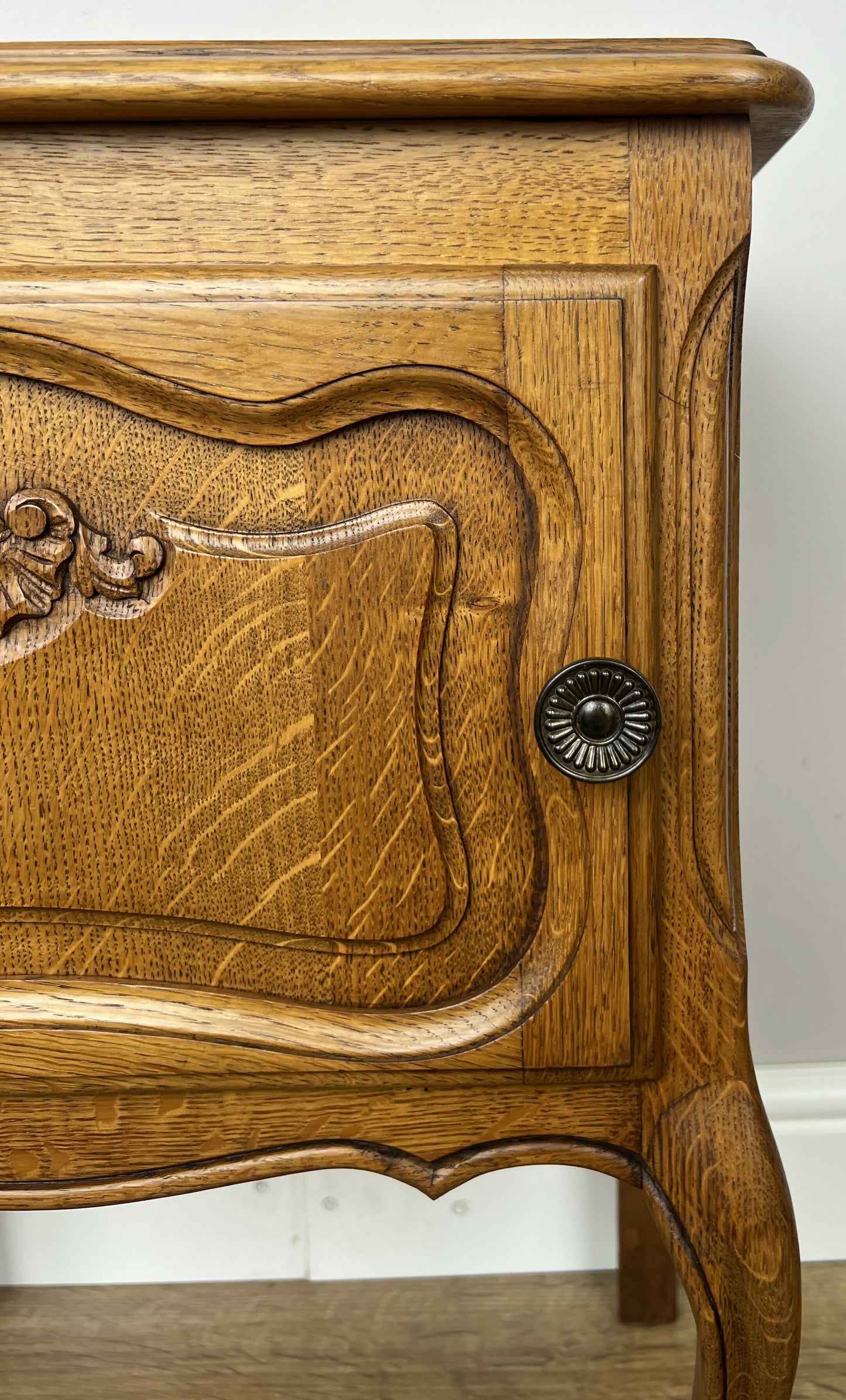 Pair of Bedside Tables Vintage French Louis Oak Nightstands Cabinets LOT 6214