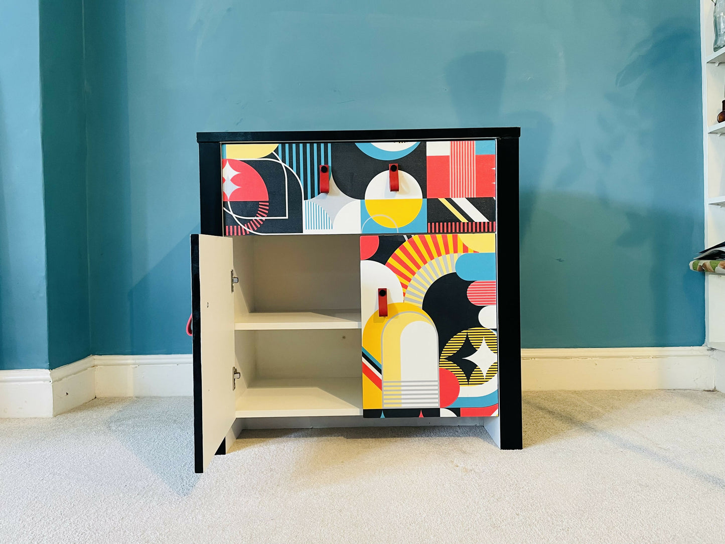 Muti-coloured Cabinet with Drawer and Cupboard