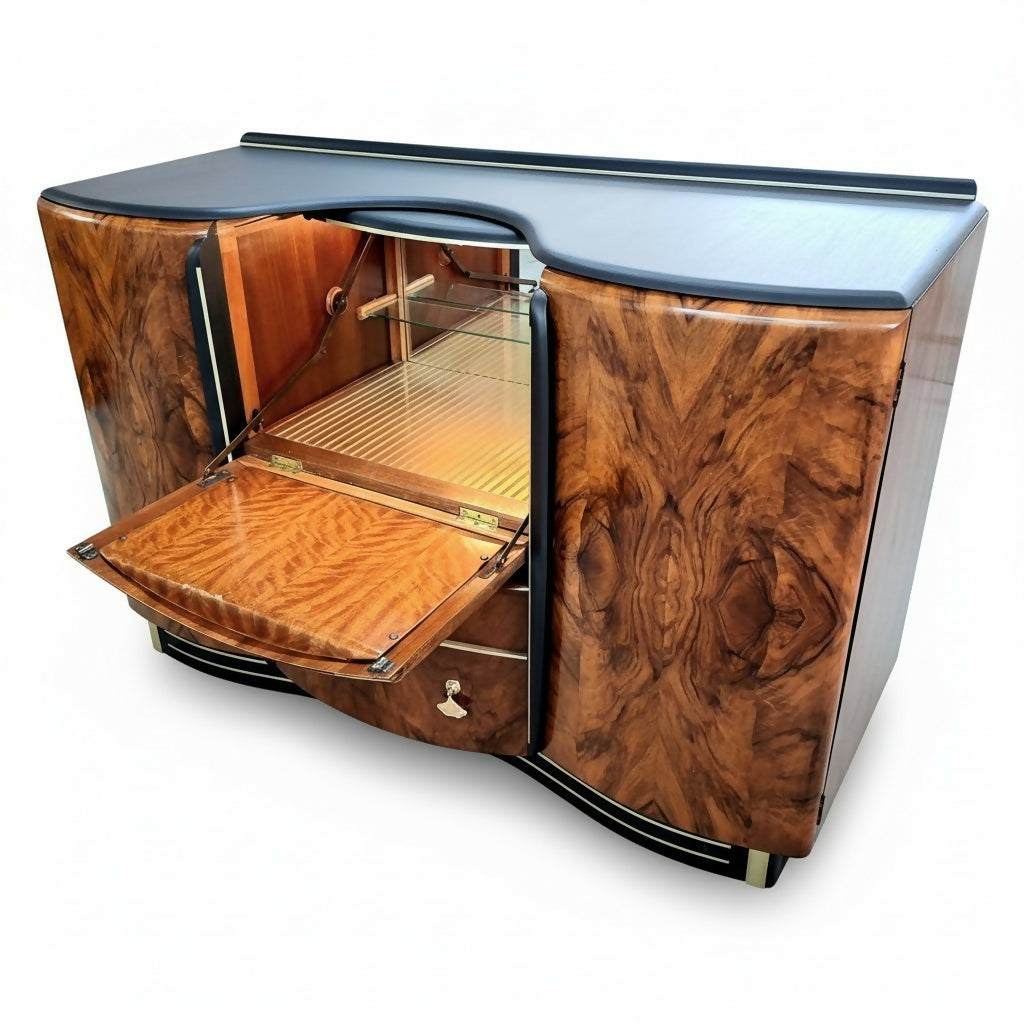 Burr Walnut 1930's Art Deco Cocktail Cabinet