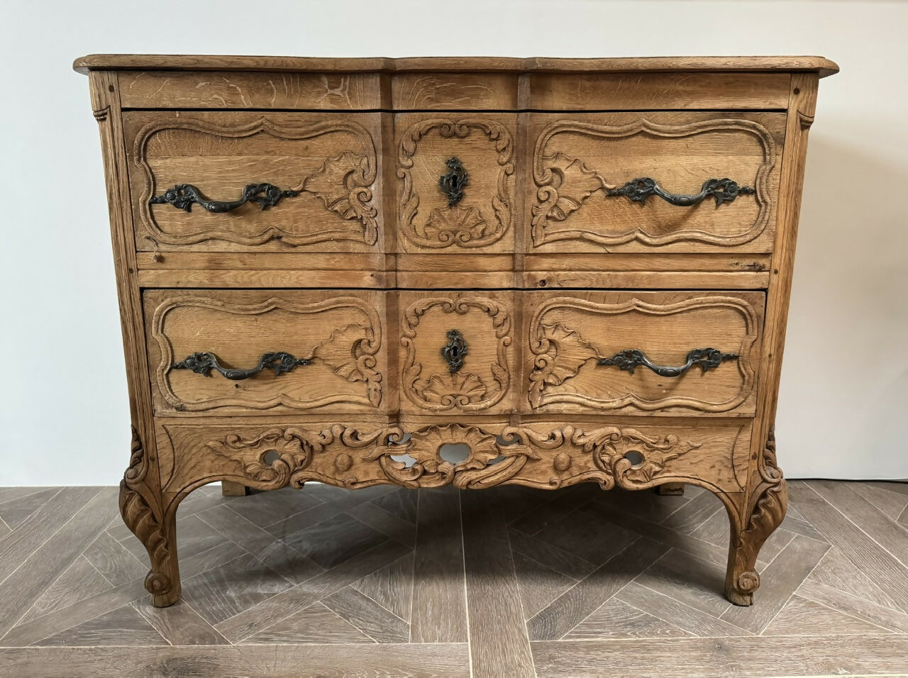 French Bleached Oak Commode Chest of Drawers