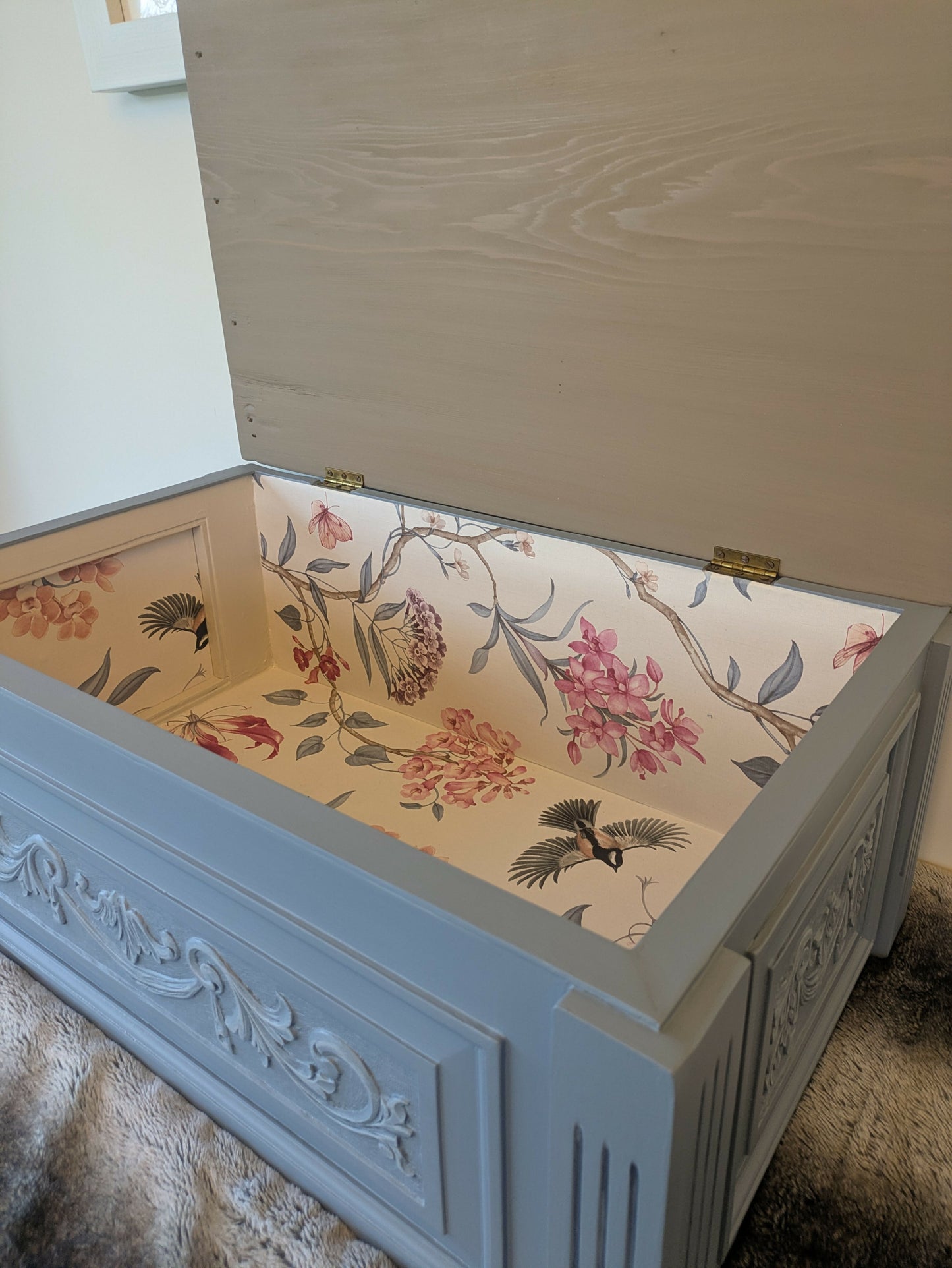 Ornate vintage blanket box or toy chest