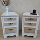 Pair of Vintage Bedside Cabinets in White with Metallic Champagne Detailing