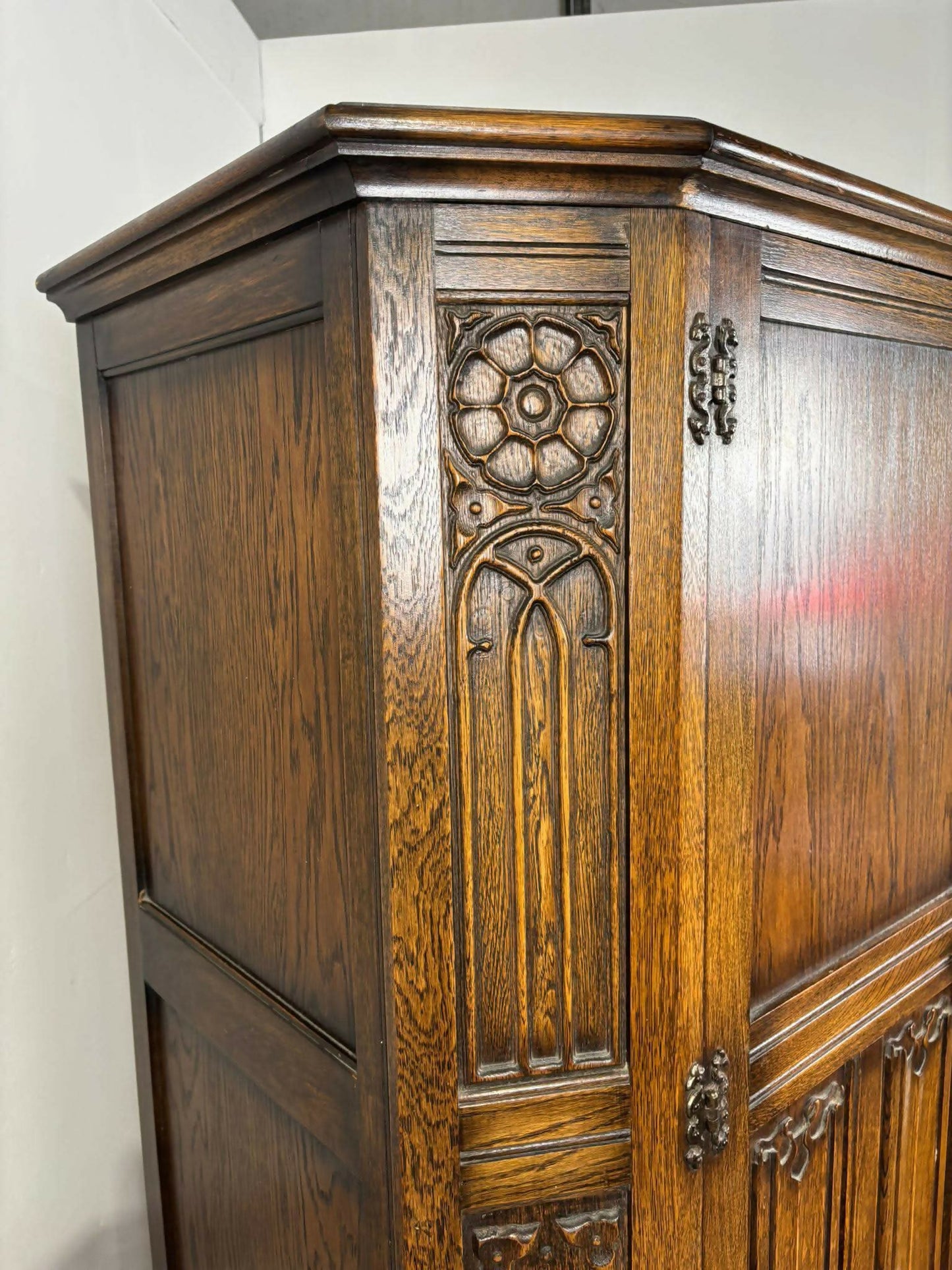 Vintage Oak Priory Style Double Wardrobe