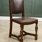 4 Oak Dining Chairs -Tudor Cromwellian Style - Burgundy Leatherette