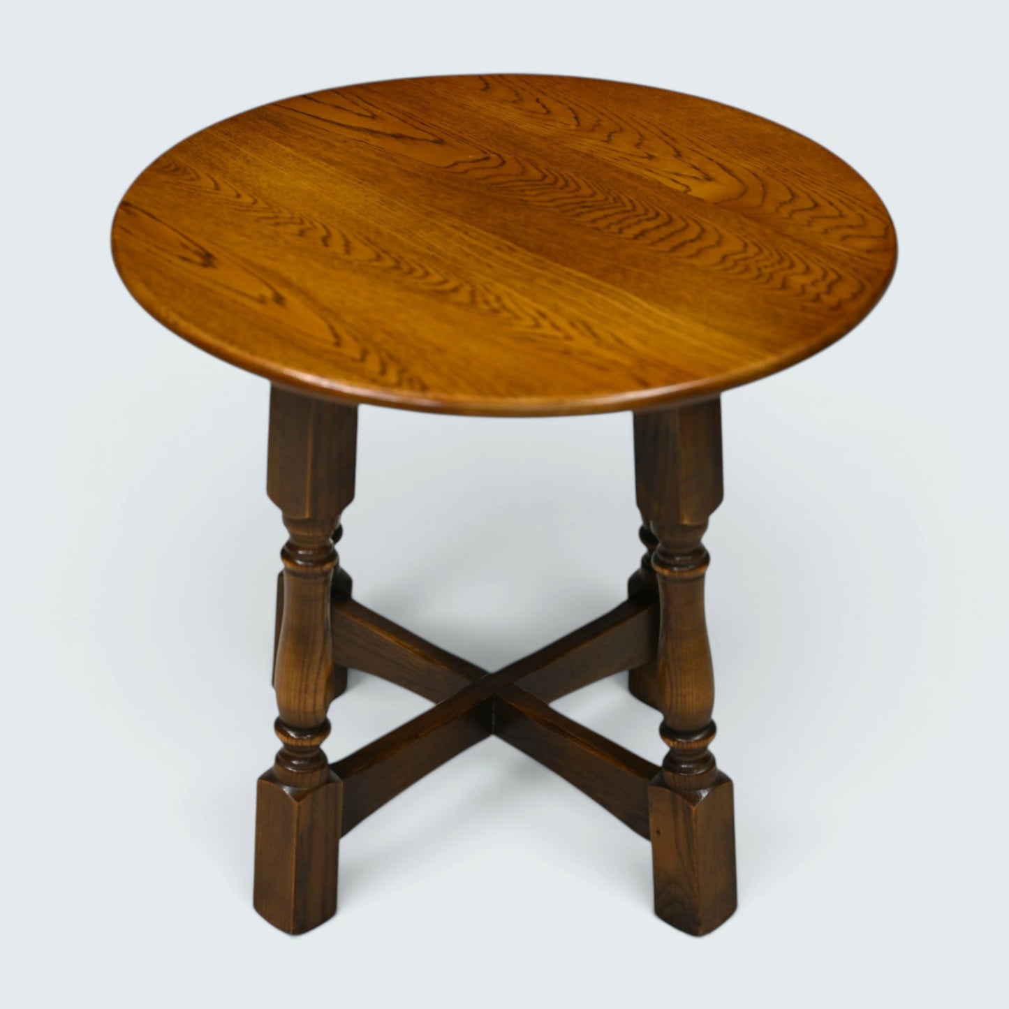 Old Charm Style Round Side Coffee Table Vintage Solid Oak FREE UK Delivery