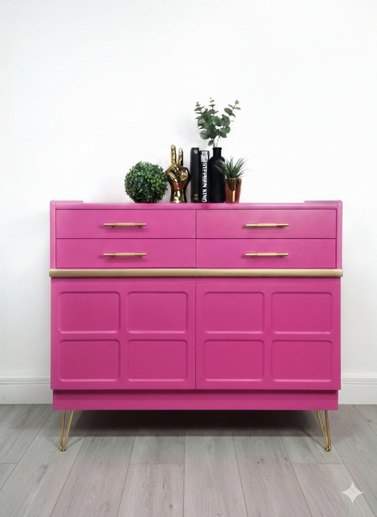 Nathan pink retro sideboard,media unit,cocktail cabinet