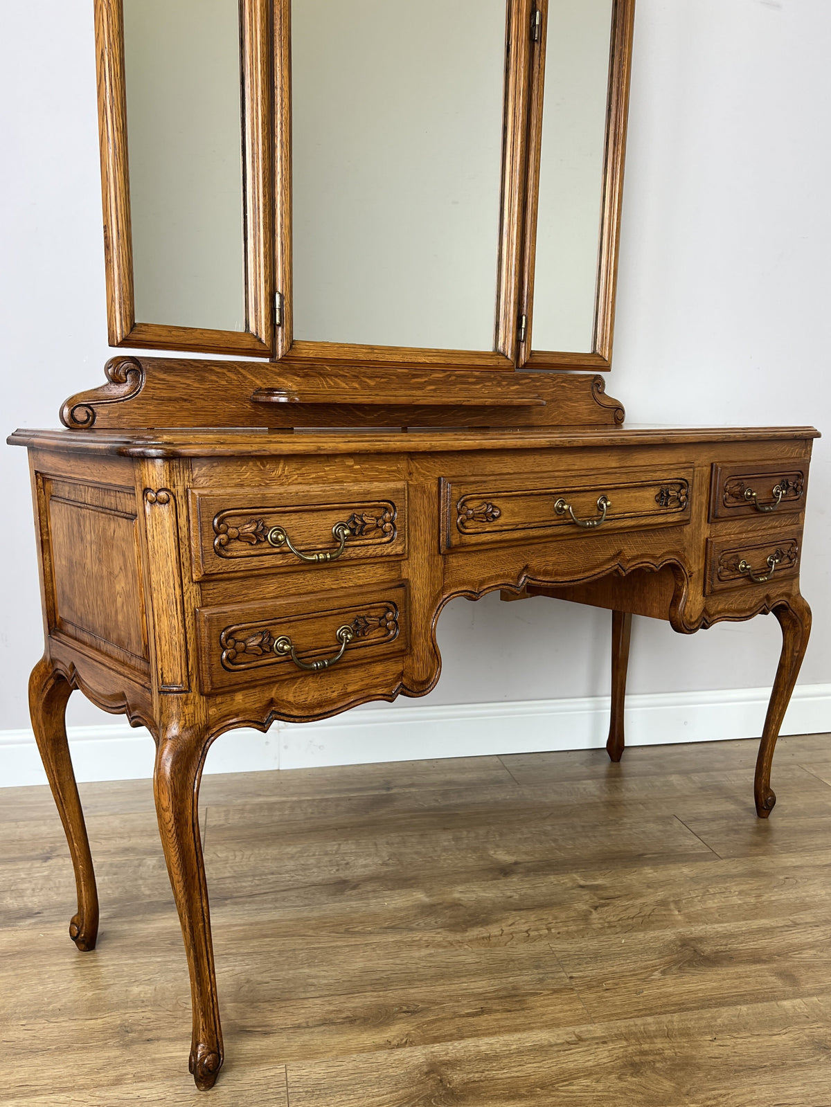 Dressing Table with Mirror Vintage French Louis Oak Vanity Table Makeup LOT 6600