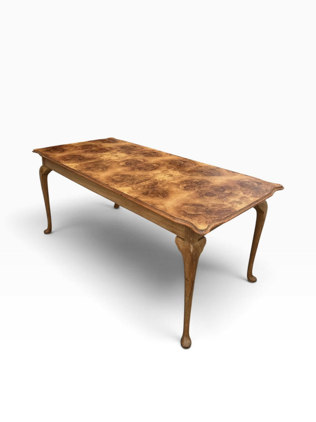 Burr Walnut Queen Anne style dining table