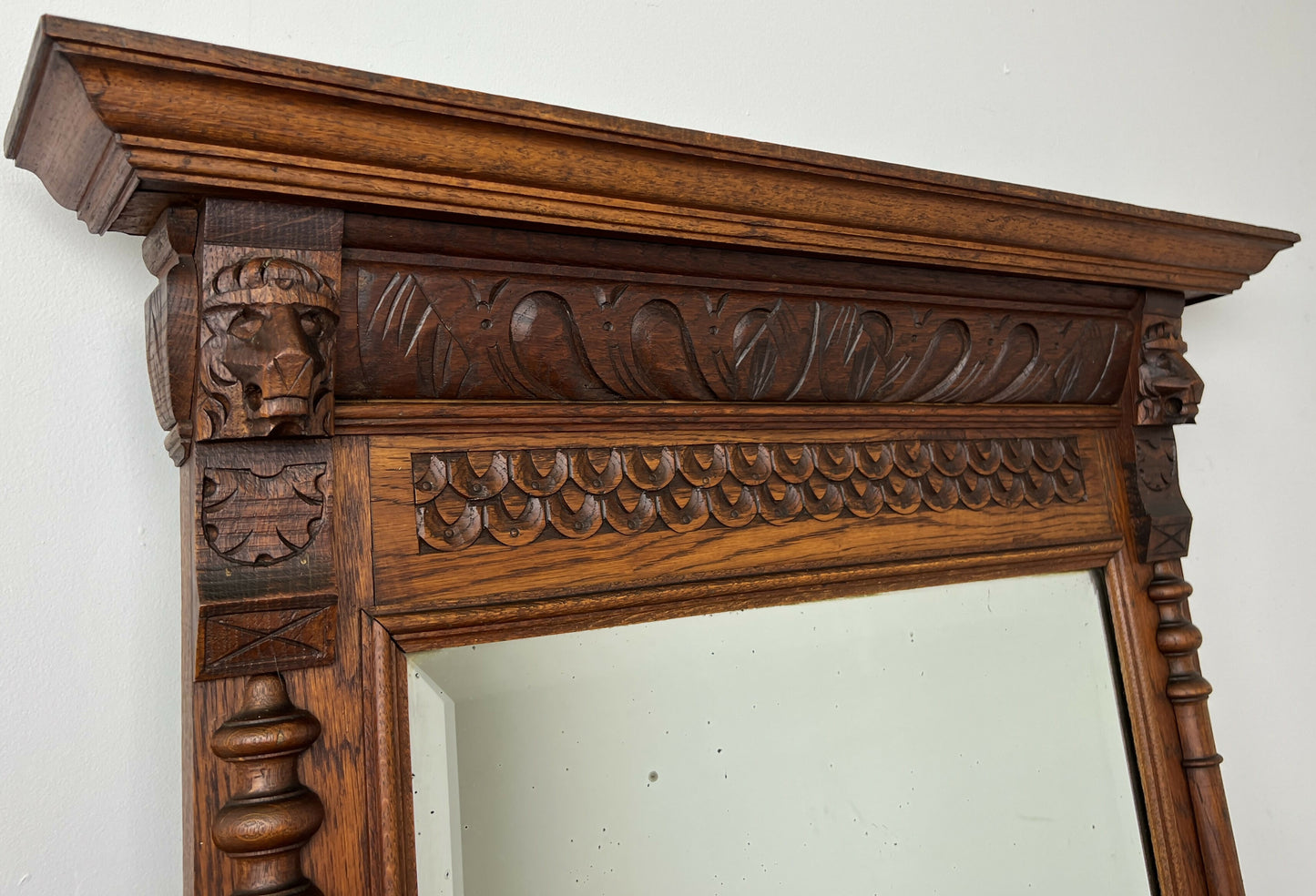 Mirror Antique French Oak Wall Mirror Home Decor Carved Wall Frame LOT 6369