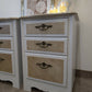 Pair of Vintage Bedside Cabinets in White with Metallic Champagne Detailing