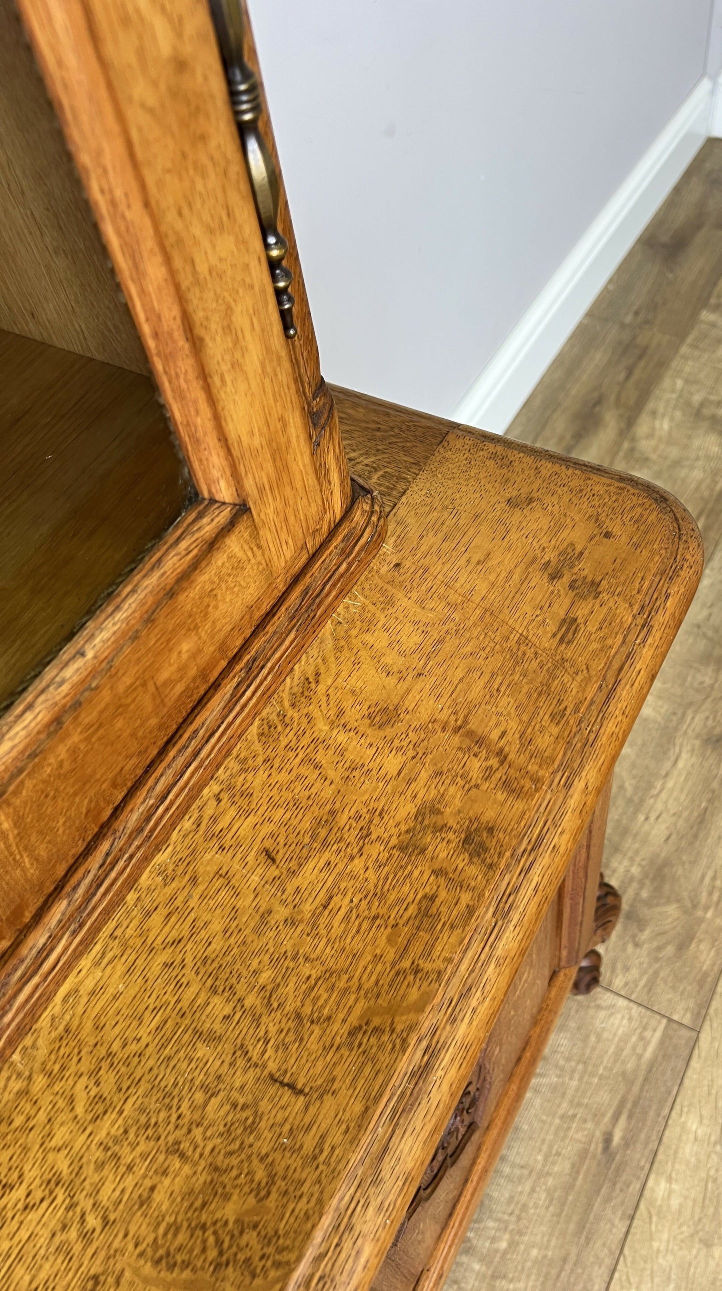 Bookcase Vintage French Louis XVI Oak Display Cabinet Carved Sideboard LOT 6285