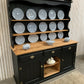 Painted Black upcycled Pine country farmhouse large 2 DOOR Welsh Dresser.