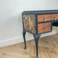 Vintage art deco black gold walnut burr wood desk dressing table