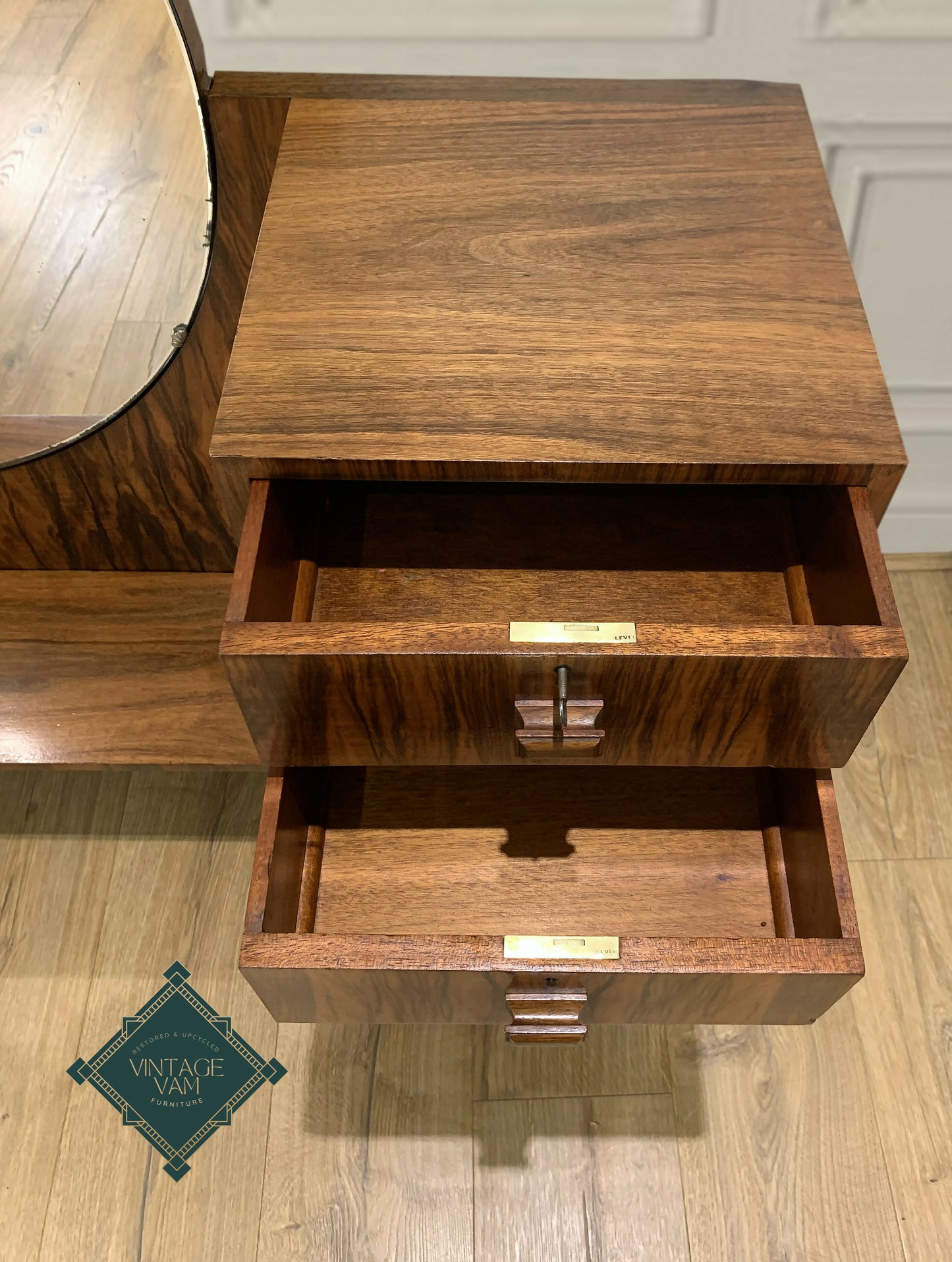 c.1930 French Art Deco olivewood Metamorphic dressing table/vanity
