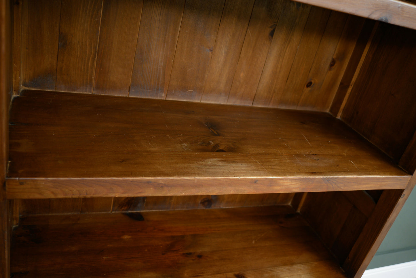 Tall Pine Bookcase with Drawers - Antique Finish