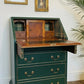Vintage Green & Gold Writing Bureau Desk