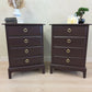 Pair of Stag Minstrel Bedside Tables Mid Century Burgundy Vintage 4 Drawer