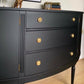 Bow Fronted Black & Gold Mahogany Sideboard
