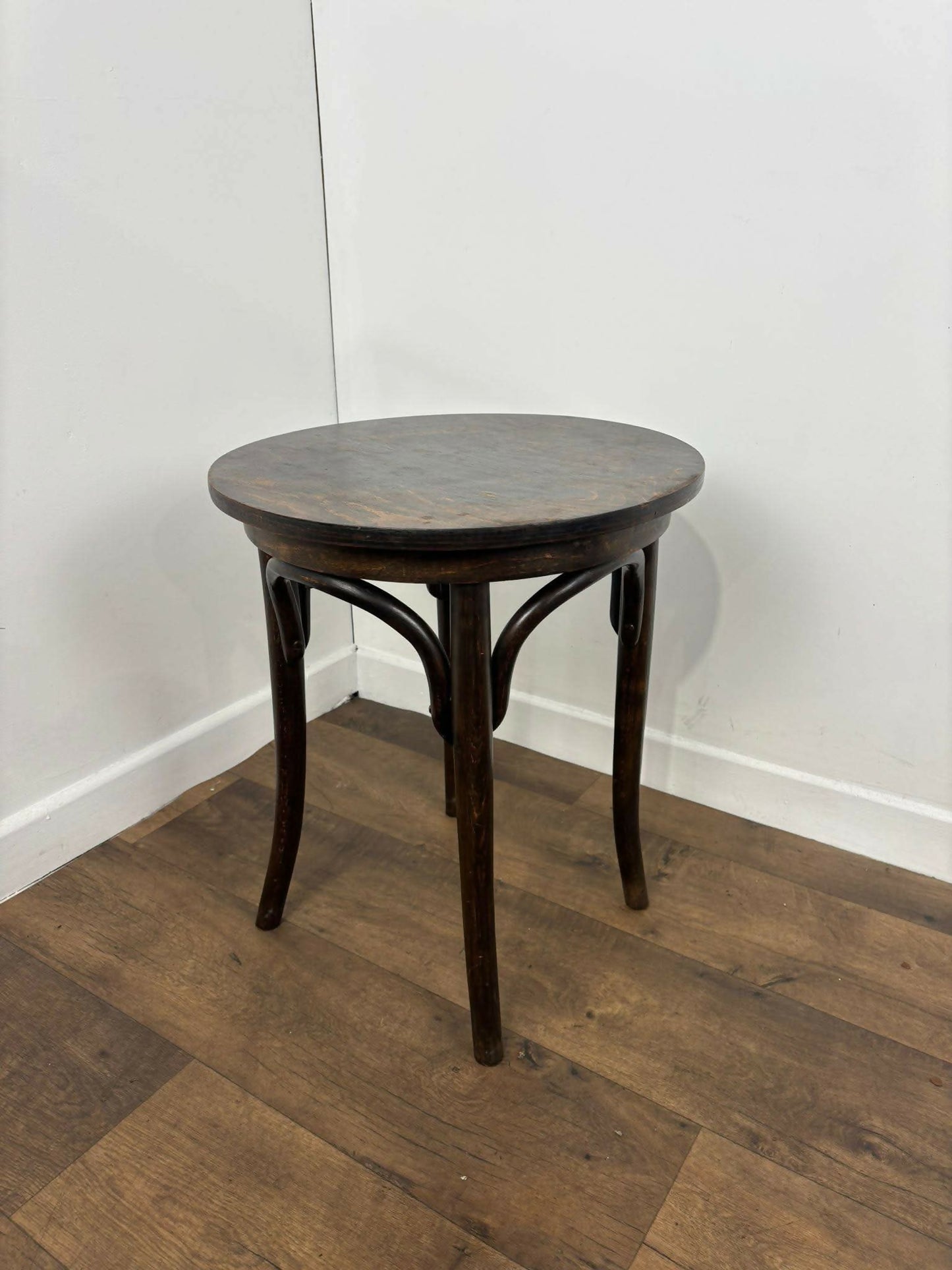 Vintage Small Circular Oak Bentwood Side Table