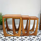 G Plan Nest of Three Tables Astro Design with Teak Tops and Teak Afromosia Legs.