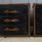 Black Leather & Tan Leather Bedside Drawers