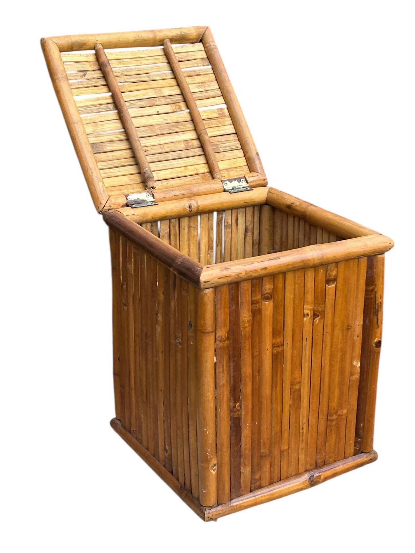 Mid century bamboo and Rattan storage box / side table