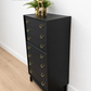 Refurbished Matte Black G Plan E Gomme tallboy chest of drawers, dresser, bedroom furniture, sideboard, brass, mid century modern, Vintage