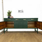 Large Vintage Nathan Sideboard in deep forest Green, mid century drink cabinet, TV stand, media unit