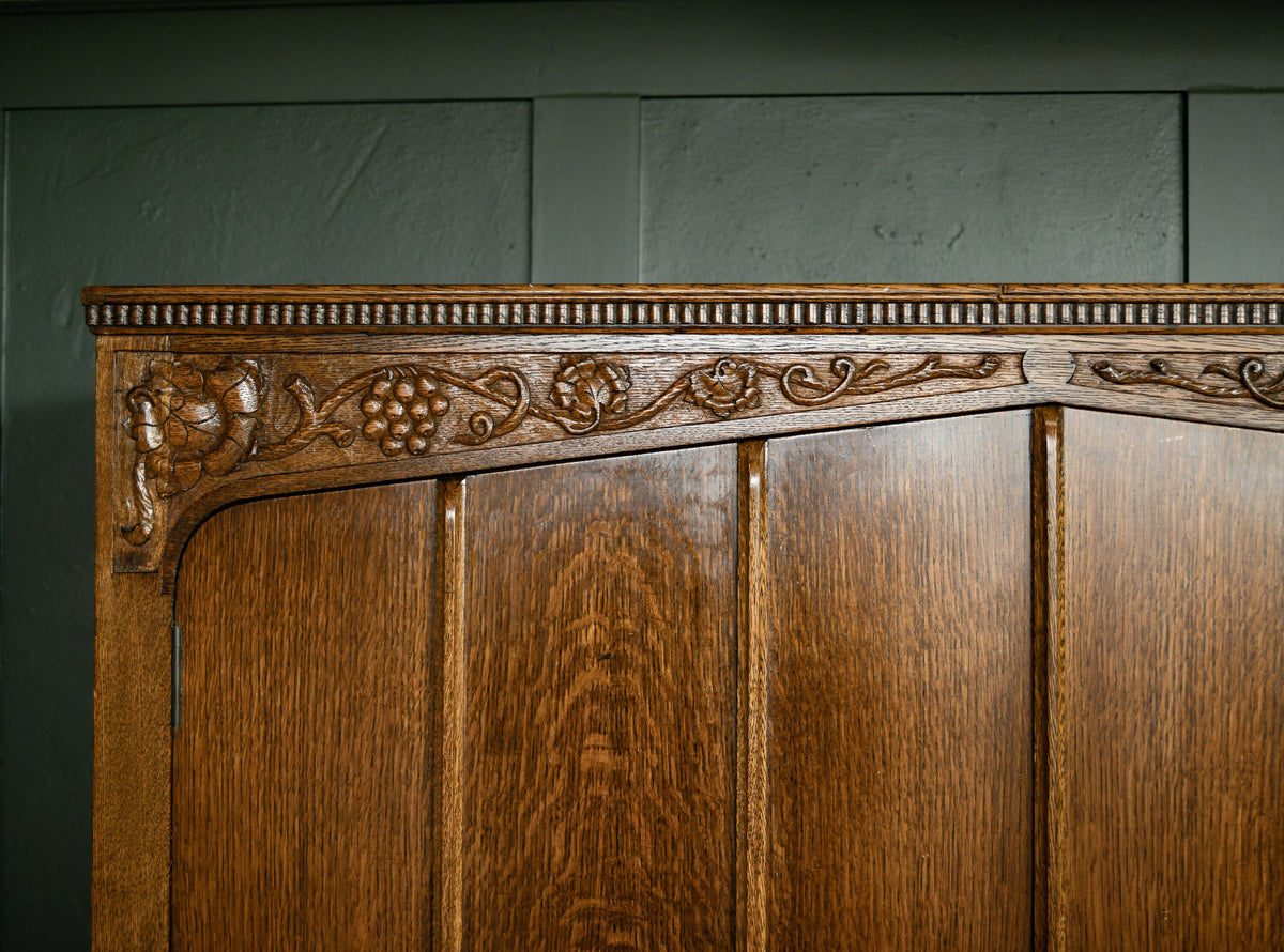 Art Deco Solid Oak Double Wardrobe - 1930s