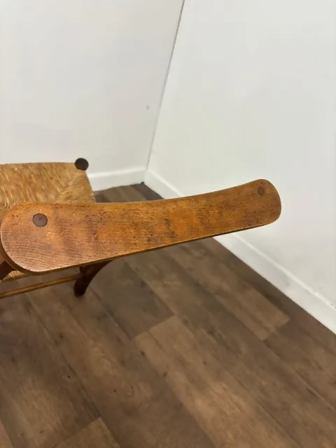 Antique Beech Rush Seat Prayer Chair