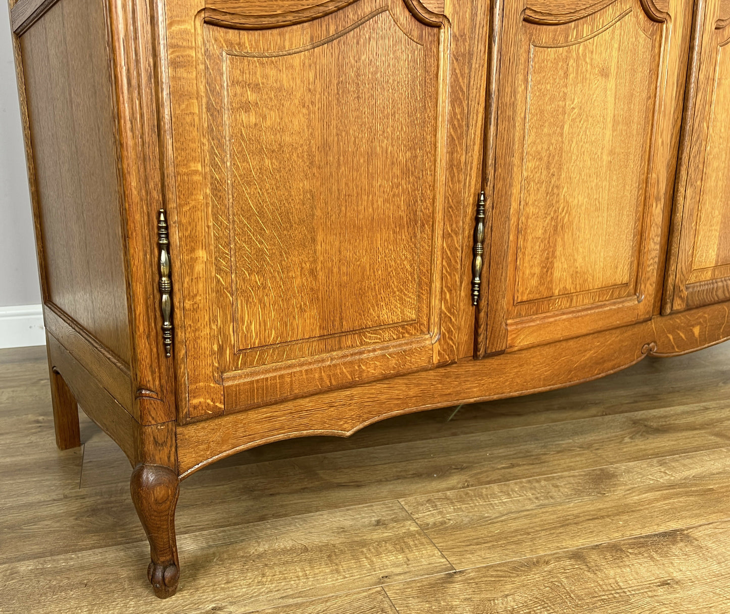 Wardrobe Vintage French Louis XVI Style Oak Four Door Carved Armoire LOT 6401