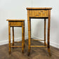 Pair of Vintage French Bamboo Side Tables with Hand-Painted Rose Detail