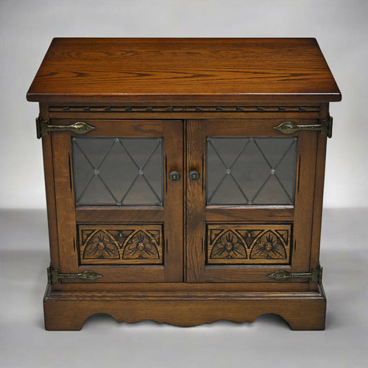 Old Charm TV Stand Video Cabinet Light Oak Made In England Free UK Delivery