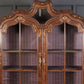 Large Marquetry Inlaid Walnut Bombe Shaped Vintage Cabinet