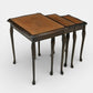 Tall Nest Of Tables Queen Anne Cabriole Legs Leather Glass Top FREE UK* Delivery. SBR11061/2010E