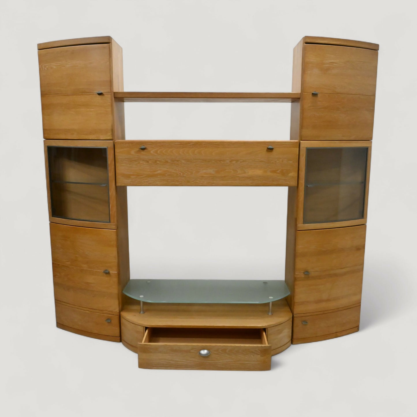 Large Hatfields Entertainment Wall Unit Oak Drawers & Cupboards FREE UK Delivery. SBR10963/2309E