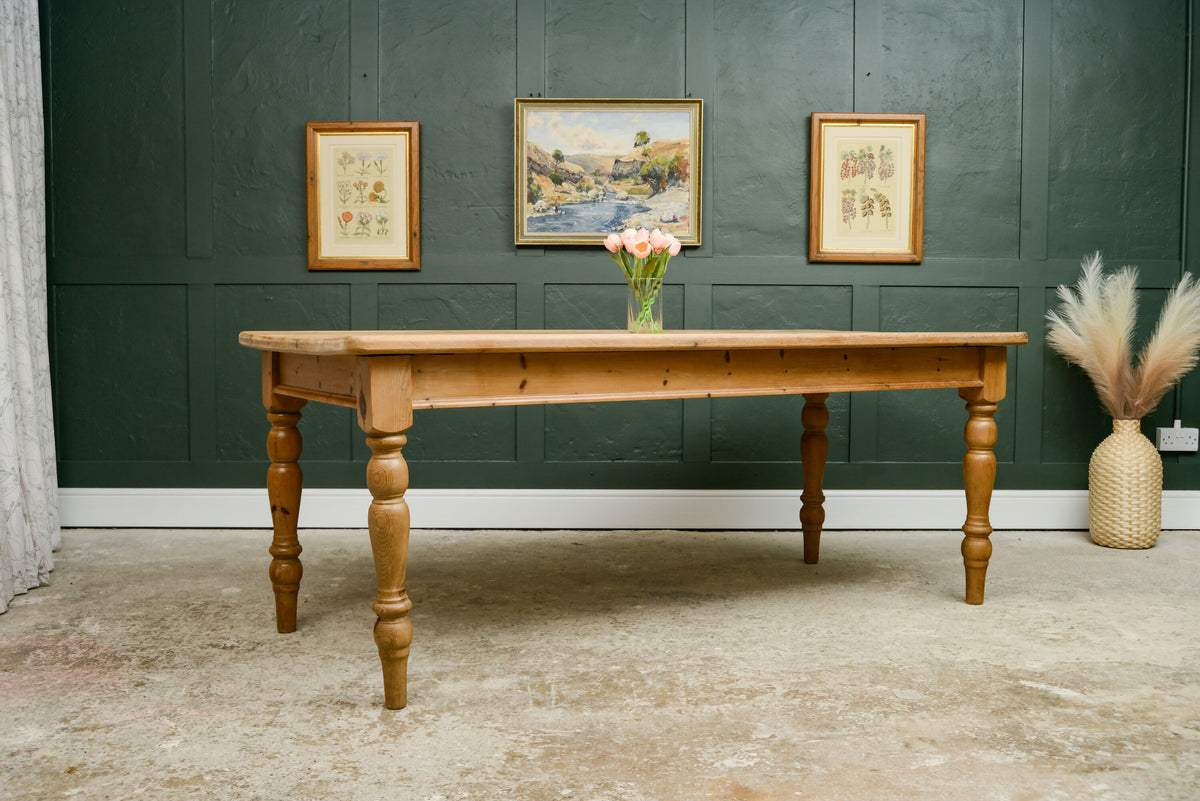 6.5 FT Pine Farmhouse Dining Table - Seats 8