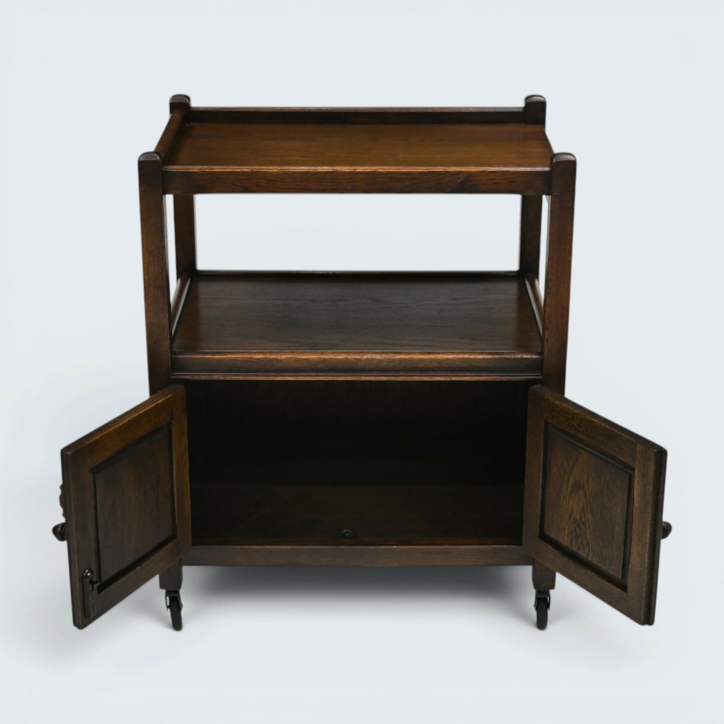 Jaycee Tea Trolley on Casters with Carved Cupboard Doors FREE UK Delivery*