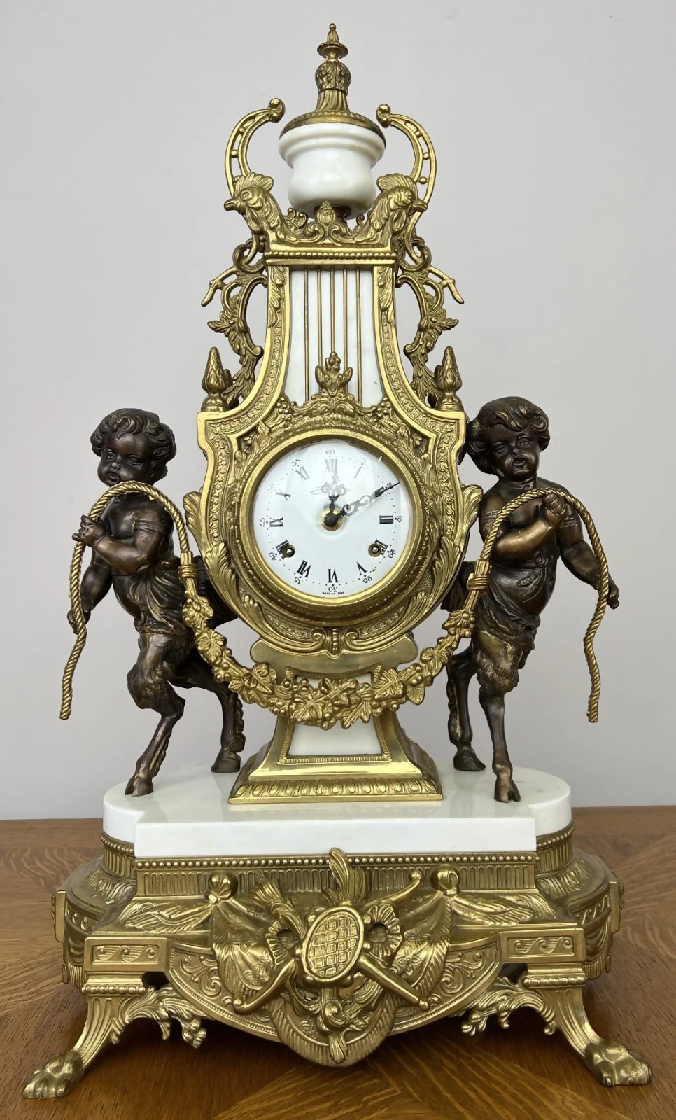 Clock Antique Louis XV Brass Marble Garniture Set With Candelabras LOT 6026