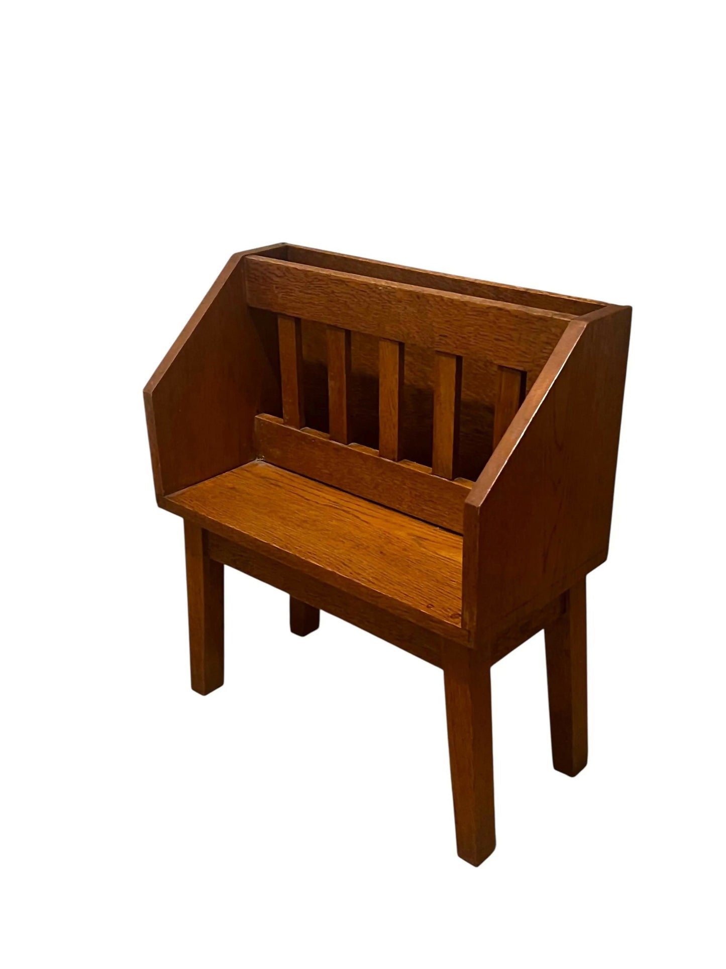 Vintage Art Deco period Oak book and magazine rack