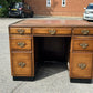 Mahogany Desk, Brass Handles, Panelled Sides & Rear.