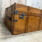 luxury tan leather coffee table trunk.