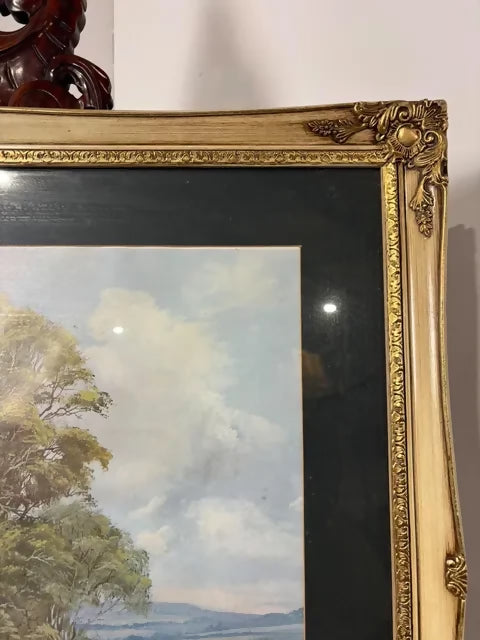 Large Framed Don Vaughan Country Harvest Scene Print