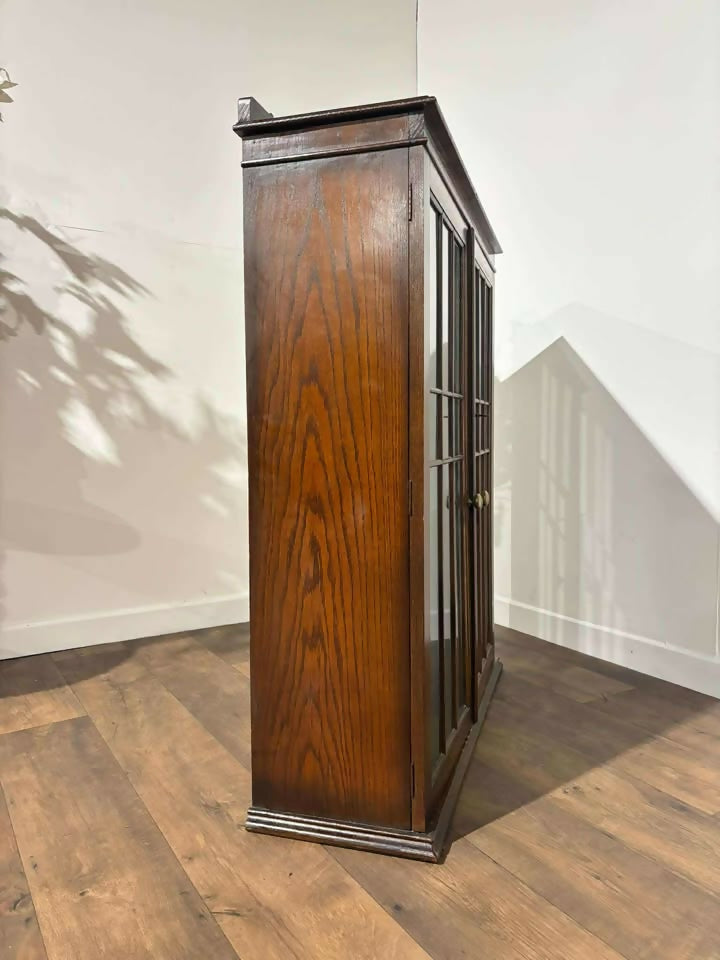 Vintage Oak Two Door Glazed Bookcase